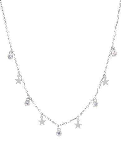Collar Multicolgantes Estrella Marea Mujer Plata Circonitas Boceladas D02007/BM