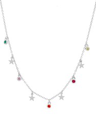 Collar Multicolgantes Estrella Marea Mujer Plata Circonitas Boceladas Multicolor D02007/BN
