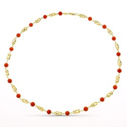 Halskette aus 18 kt Gold Sardinien Feiner Korallenkäfig 6 mm 50 cm 16000274