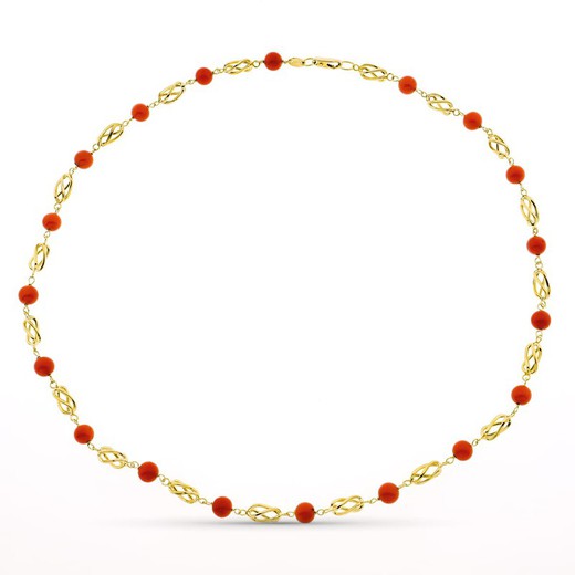18kt Gold Necklace Sardinia Fine Coral Cage 6mm 50cm 16000274