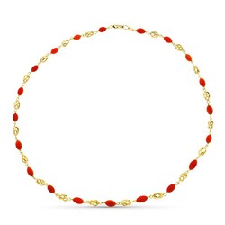 18kt Gold Necklace Sardinia Fine Coral Cage 8x5mm 50cm 15000150