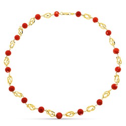 Colar de ouro 18kt gaiola de coral japonesa fina 10,5 mm 50 cm 32000050