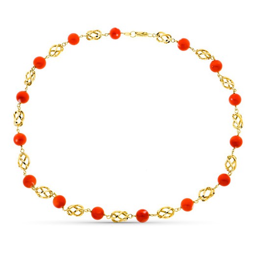 Halskette aus 18 kt Gold, feiner japanischer Korallenkäfig, 9,5 mm, 50 cm, 31000050