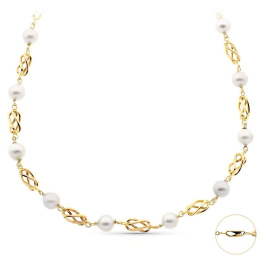 Halskette aus 18 kt Gold Perle 8,5 mm Käfige 50 cm 16000279