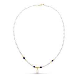 18kt guld halsband naturliga skal Pearl Lapizlazuli 2487-LA