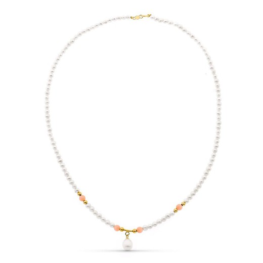 Halskette aus 18 kt Gold, natürliche Muschelperle, rosa Perle, 2487-RS