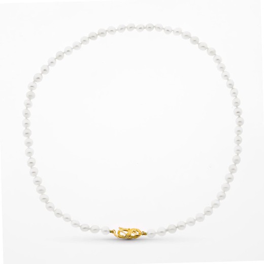 Cultured Pearl Necklace 5.5mm 18k Gold Clasp 40cm 2542