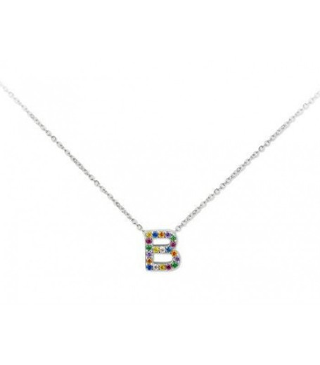 Colgante Plata 1cm Liska Mujer LET02CL-B Colgante B Circonitas Multicolor