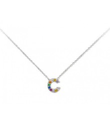 Colgante Plata 1cm Liska Mujer LET02CL-C Colgante C Circonitas Multicolor