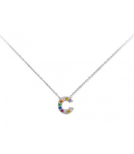 Colgante Plata 1cm Liska Mujer LET02CL-C Colgante C Circonitas Multicolor