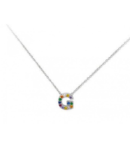 Colgante Plata 1cm Liska Mujer LET02CL-G Colgante G Circonitas Multicolor