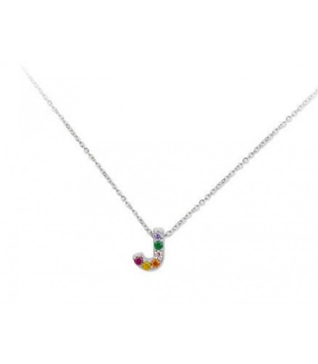 Colgante Plata 1cm Liska Mujer LET02CL-J Colgante J Circonitas Multicolor