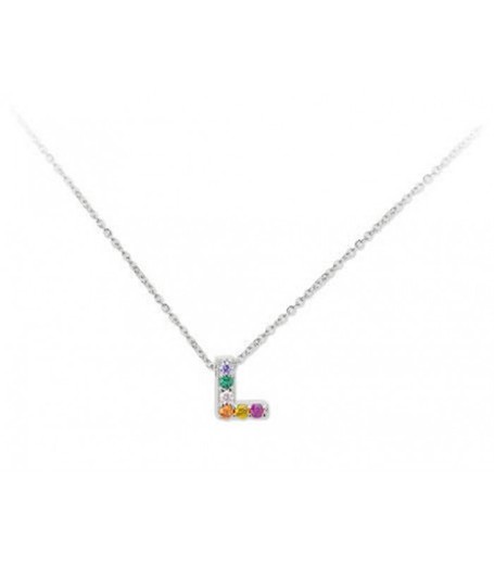 Colgante Plata 1cm Liska Mujer LET02CL-L Colgante L Circonitas Multicolor