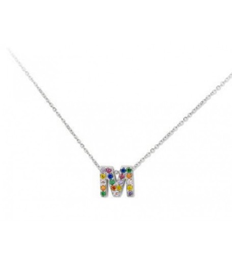 Colgante Plata 1cm Liska Mujer LET02CL-M Colgante M Circonitas Multicolor