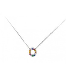 Colgante Plata 1cm Liska Mujer LET02CL-O Colgante O Circonitas Multicolor