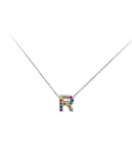 Colgante Plata 1cm Liska Mujer LET02CL-R Colgante R Circonitas Multicolor