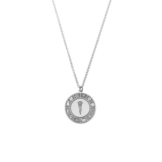 Collar Plata 38+5cm COL0637RH Medalla Amuletos