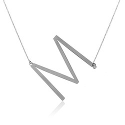 Collier Argent 46+5cm CO00451RHM Lettre M