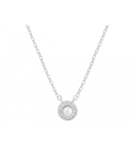 Colgante Plata 8mm Liska Mujer BAM012CL Circulo Circonitas Perla