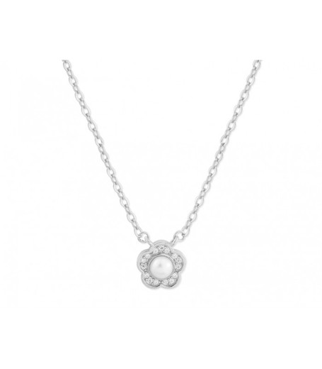 Colgante Plata 8mm Liska Mujer BAM013CL Flor Circonitas Perla