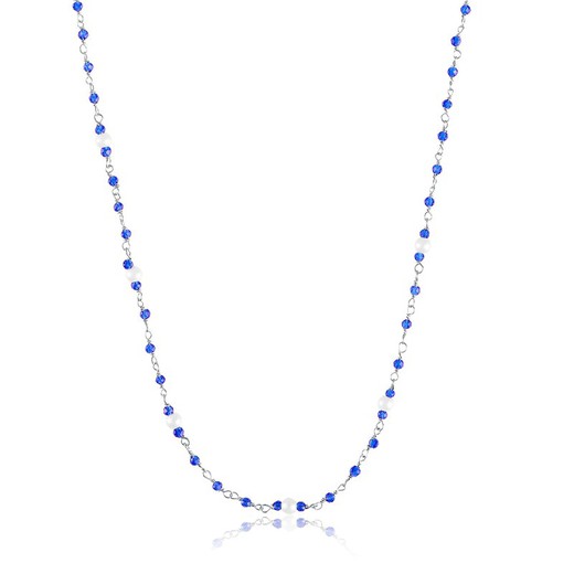 Collar Plata Argent Basic 38+5cm CORT034 Piedras Azules Perlas