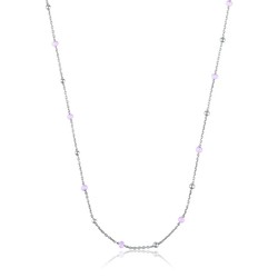 Collar Plata Argent Basic 40+3cm CORT036 Piedras Malva