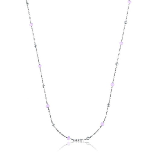 Collar Plata Argent Basic 40+3cm CORT036 Piedras Malva