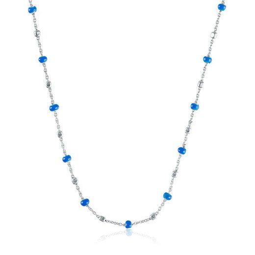 Collar Plata Argent Basic 40+3cm CORT037A Piedras Azul Cubos