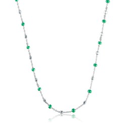 Collar Plata Argent Basic 40+3cm CORT037V Piedras Verdes Cubos