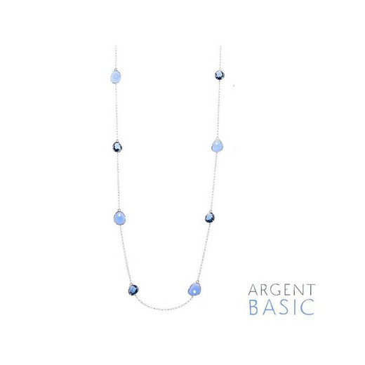 Collar Plata Argent Basic Piedras Azul CORS001A