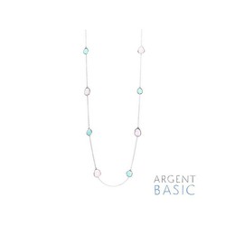 Collar Plata Argent Basic Piedras Azul Rosa CORS001R