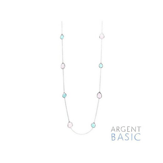 Argent Basic Silver Halsband Blå Rosa Stenar CORS001R