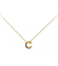 Colgante Plata Dorada 1cm Liska Mujer LET02CL-CD Colgante C Circonitas Multicolor