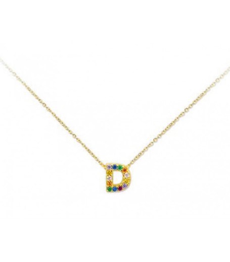 Colgante Plata Dorada 1cm Liska Mujer LET02CL-DD Colgante D Circonitas Multicolor