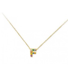 Colgante Plata Dorada 1cm Liska Mujer LET02CL-FD Colgante F Circonitas Multicolor