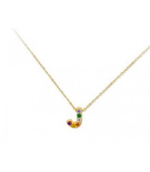 Colgante Plata Dorada 1cm Liska Mujer LET02CL-JD Colgante J Circonitas Multicolor