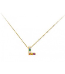 Colgante Plata Dorada 1cm Liska Mujer LET02CL-LD Colgante L Circonitas Multicolor