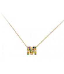 Colgante Plata Dorada 1cm Liska Mujer LET02CL-MD Colgante M Circonitas Multicolor