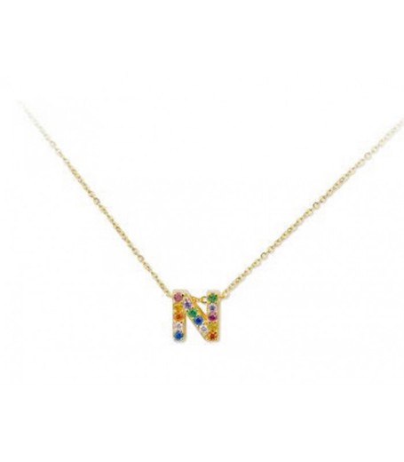 Colgante Plata Dorada 1cm Liska Mujer LET02CL-ND Colgante N Circonitas Multicolor