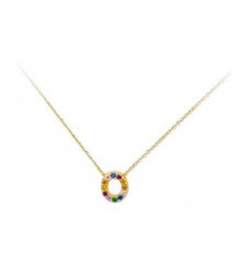 Colgante Plata Dorada 1cm Liska Mujer LET02CL-OD Colgante O Circonitas Multicolor