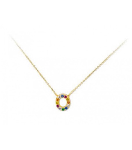 Colgante Plata Dorada 1cm Liska Mujer LET02CL-OD Colgante O Circonitas Multicolor