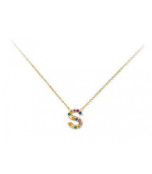 Colgante Plata Dorada 1cm Liska Mujer LET02CL-SD Colgante S Circonitas Multicolor