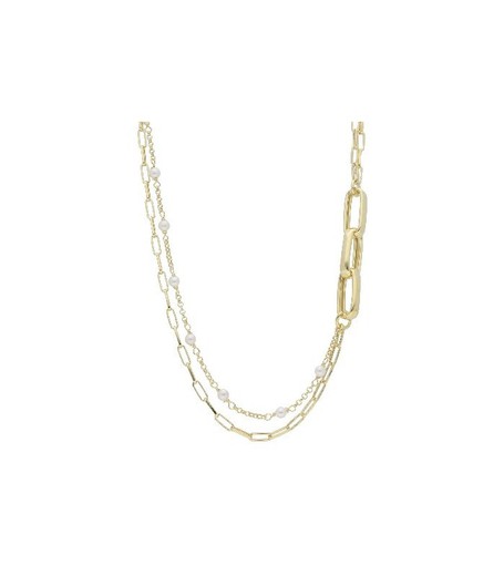 Collar Plata Dorada Liska LAF6308CL-D Eslabones Perlas