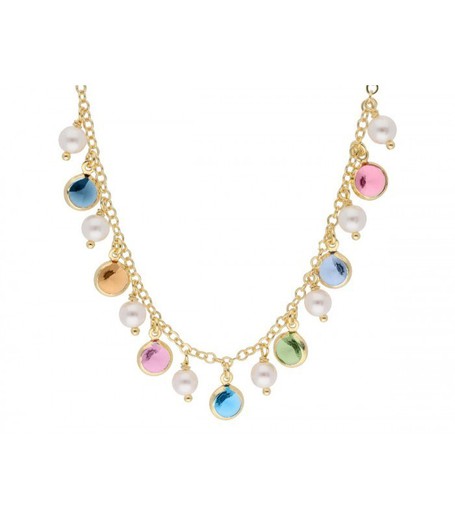 Collar Plata Dorada Liska Mujer LSW4395CL-D Perlas Circonitas Multicolor