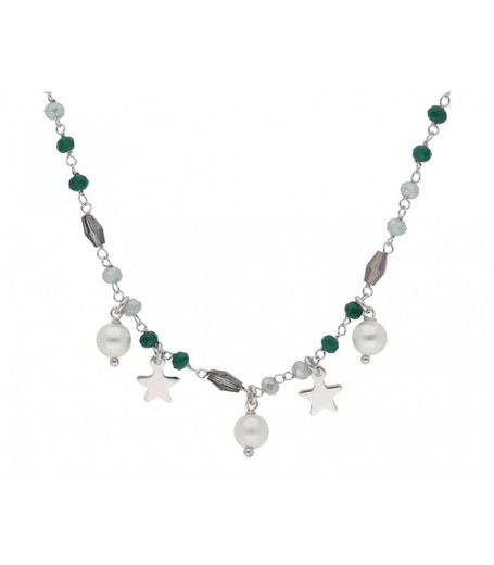 Collar Plata Liska LAF6303CL Piedras Estrellas Perlas