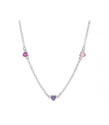 Collar Plata Liska LAF6448CL-M Corazones Circonitas Multicolor