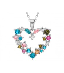 Colgante Plata Liska Mujer LAD7263CL Corazón Circonitas Multicolor