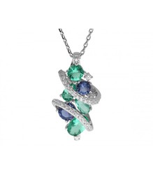 Colgante Plata Liska Mujer LAD7270CL Piedras Verdes Bicolor Azul