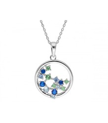 Colgante Plata Liska Mujer LAD7271CL Piedras Verdes Bicolor Azul