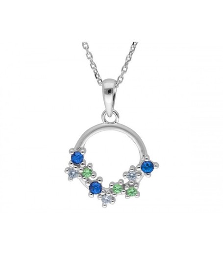 Colgante Plata Liska Mujer LAD7272CL Piedras Verdes Bicolor Azul